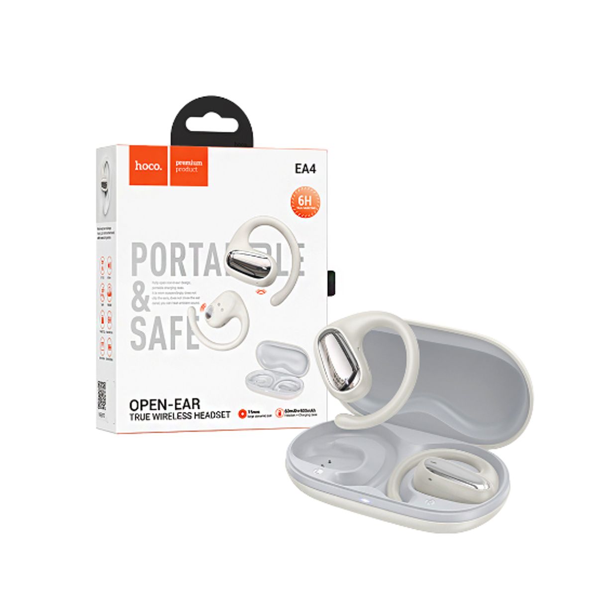 HOCO - Audifono Bluetooth HOCO EA4 Open Ear 6h Milky White