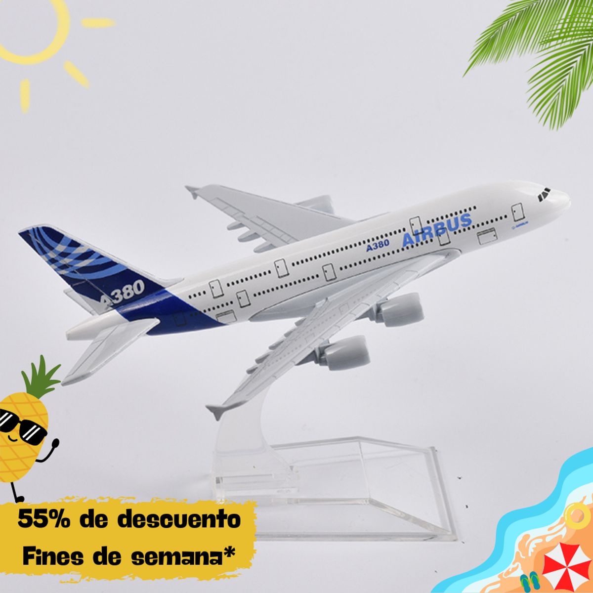 GENERICO - Avión de Metal a escala 15cm A380 AIRBUS