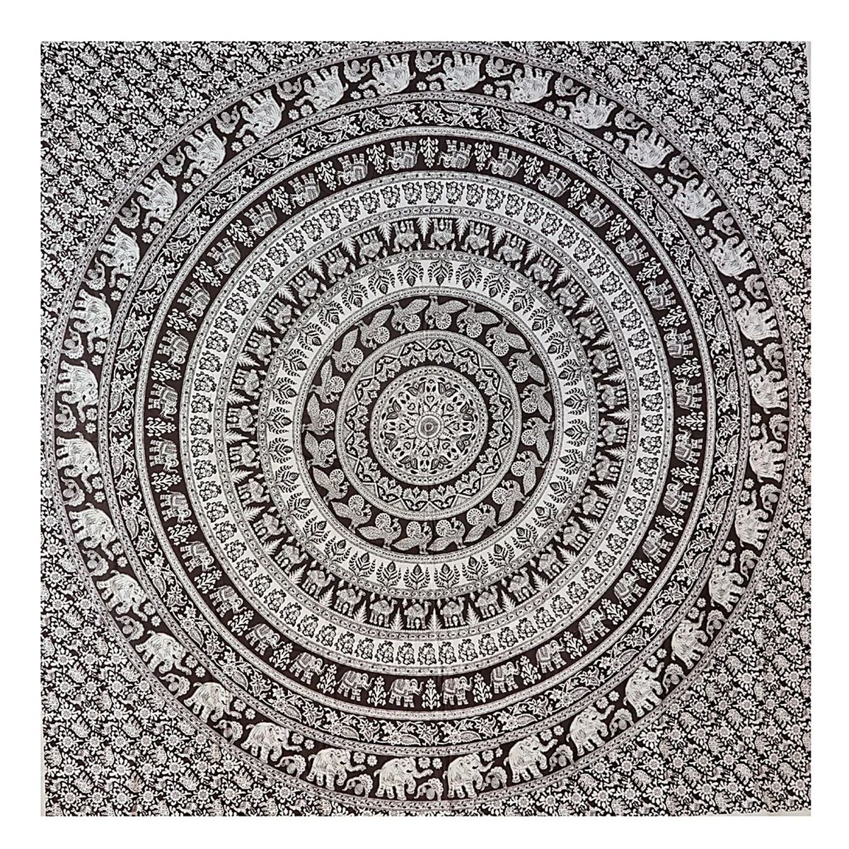 MAGE DISTRIBUTION - Mandala Manta Sabana Multiusos para Playa TSol y Mar de Algodón - Negro