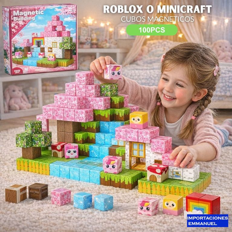 Bloques magnéticos Mundo Minecraft cubos imanes 100 PIEZAS GENERICO ...