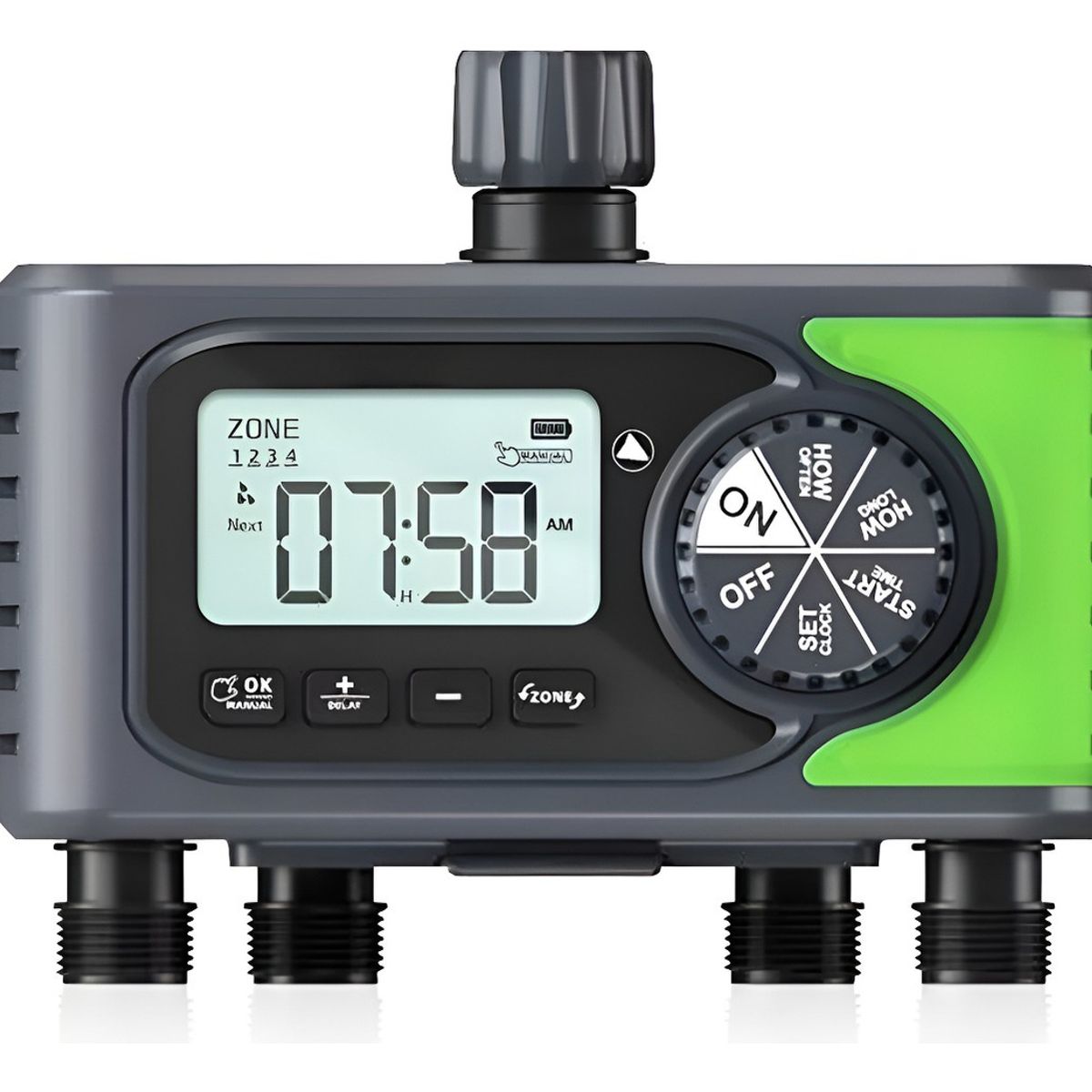 QUICK - Programador Riego Automatico 4 Zonas Con Pantalla Digita