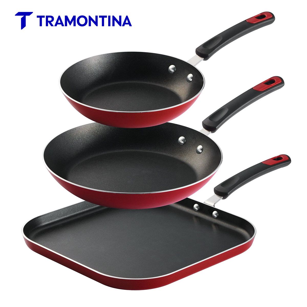 TRAMONTINA - Juego 3 Sartenes Tramontina Every Day 20 cm 25 cm Bifera 28 cm