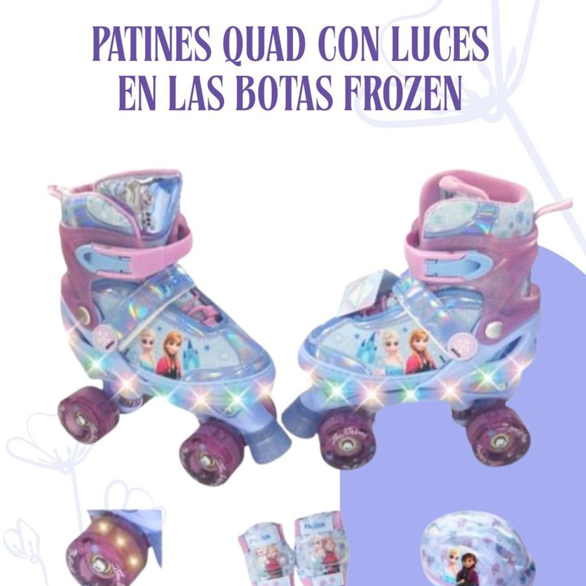 GENERICO - PATINES CON LUCES EN LAS BOTAS  4 RUEDAS MODELO FROZEN / M (34-37)
