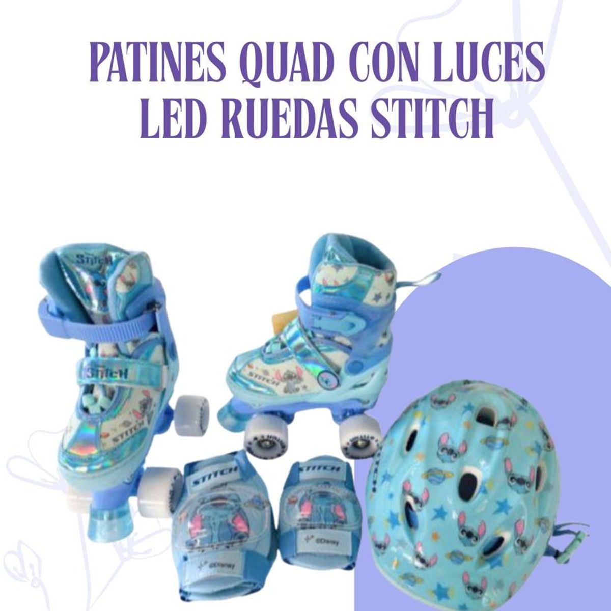 GENERICO - PATINES C/LUCES  4 RUEDAS MODELO STITCH  M (34-37)
