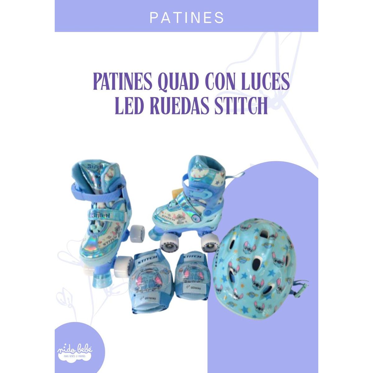 GENERICO - PATINES C/LUCES  4 RUEDAS MODELO STITCH  M (34-37)
