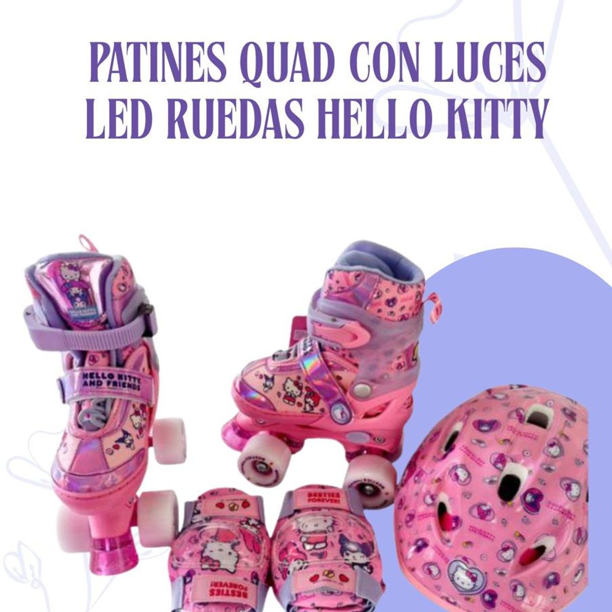 GENERICO - PATINES C/LUCES  4 RUEDAS MODELO HELLO KITTY FUCSIA S (30-34)
