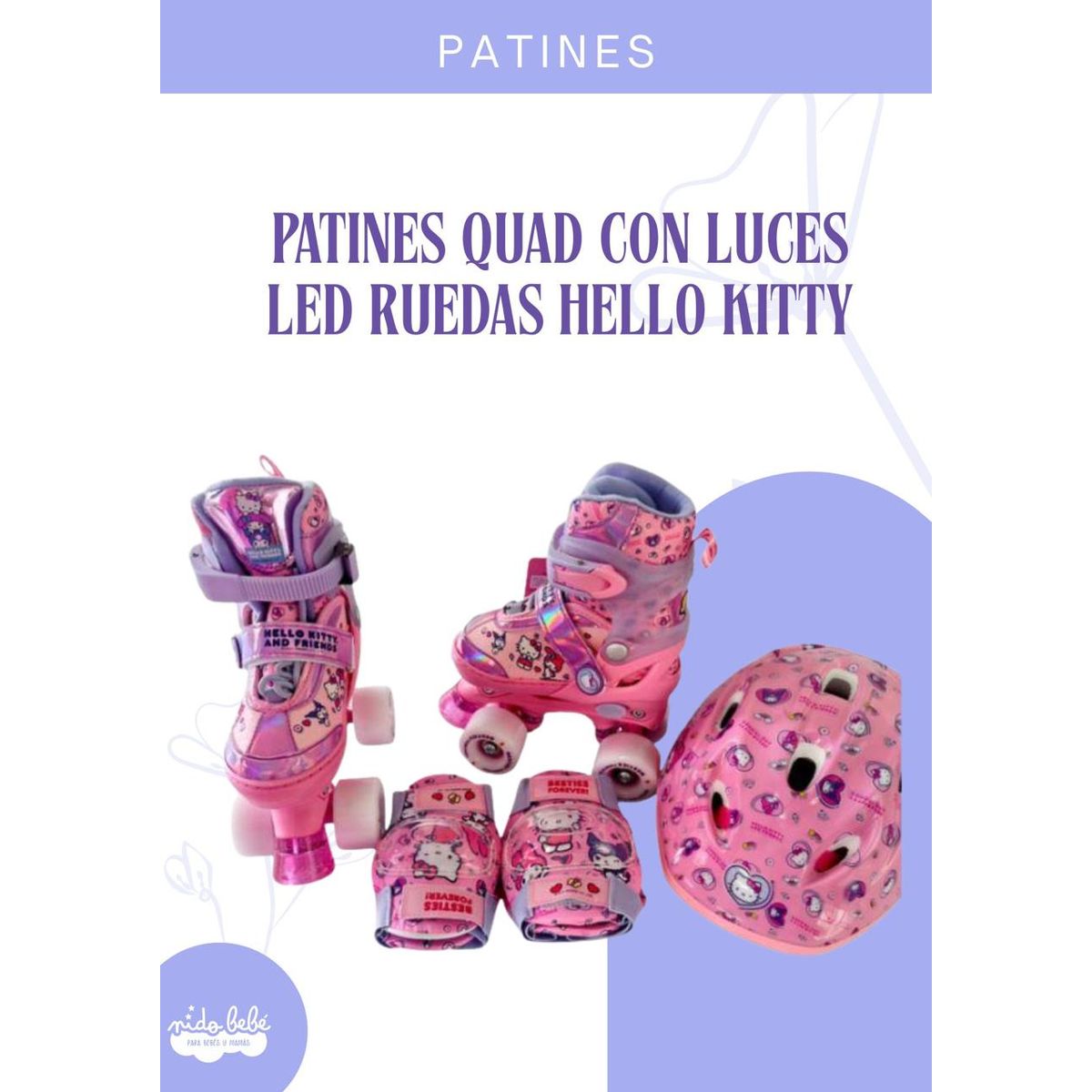 GENERICO - PATINES C/LUCES  4 RUEDAS MODELO HELLO KITTY FUCSIA S (30-34)