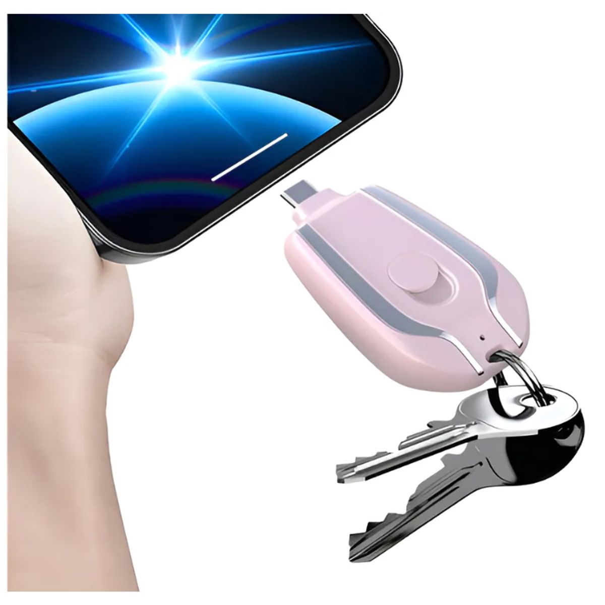 GENERICO - Cargador Celular Portatil Llavero Power Bank de Emergencia Rosa