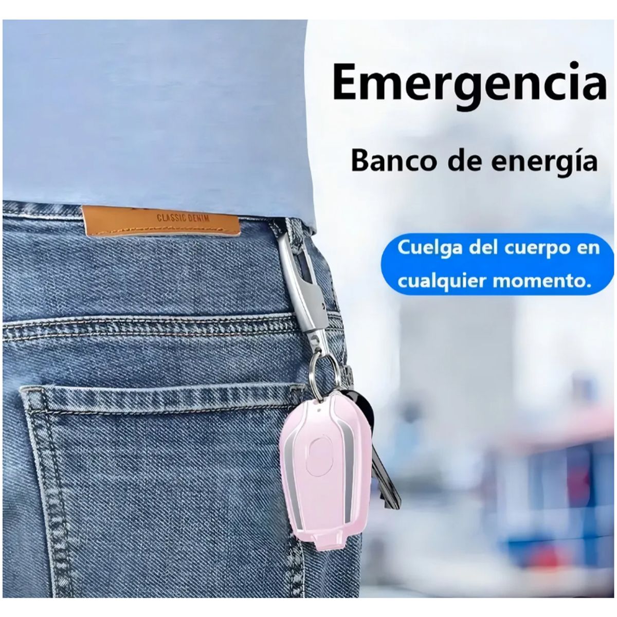 GENERICO - Cargador Celular Portatil Llavero Power Bank de Emergencia Rosa