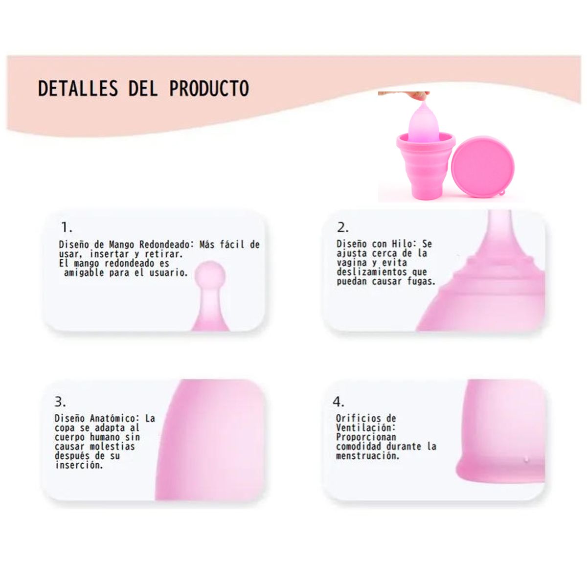 ZIMRAHYG - 2 Copa Vaso Esterilizador De Silicona Para Copa Menstrual Azul L