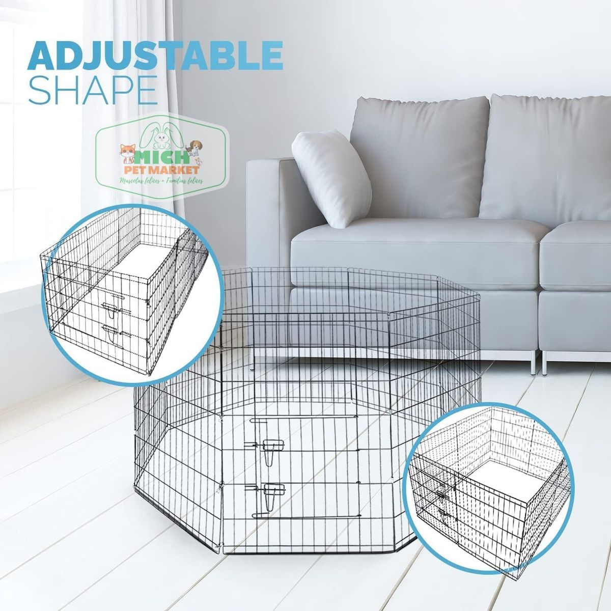 GENERICO - Cerco Modular reja jaula para mascota 60 x 60cm - plateado