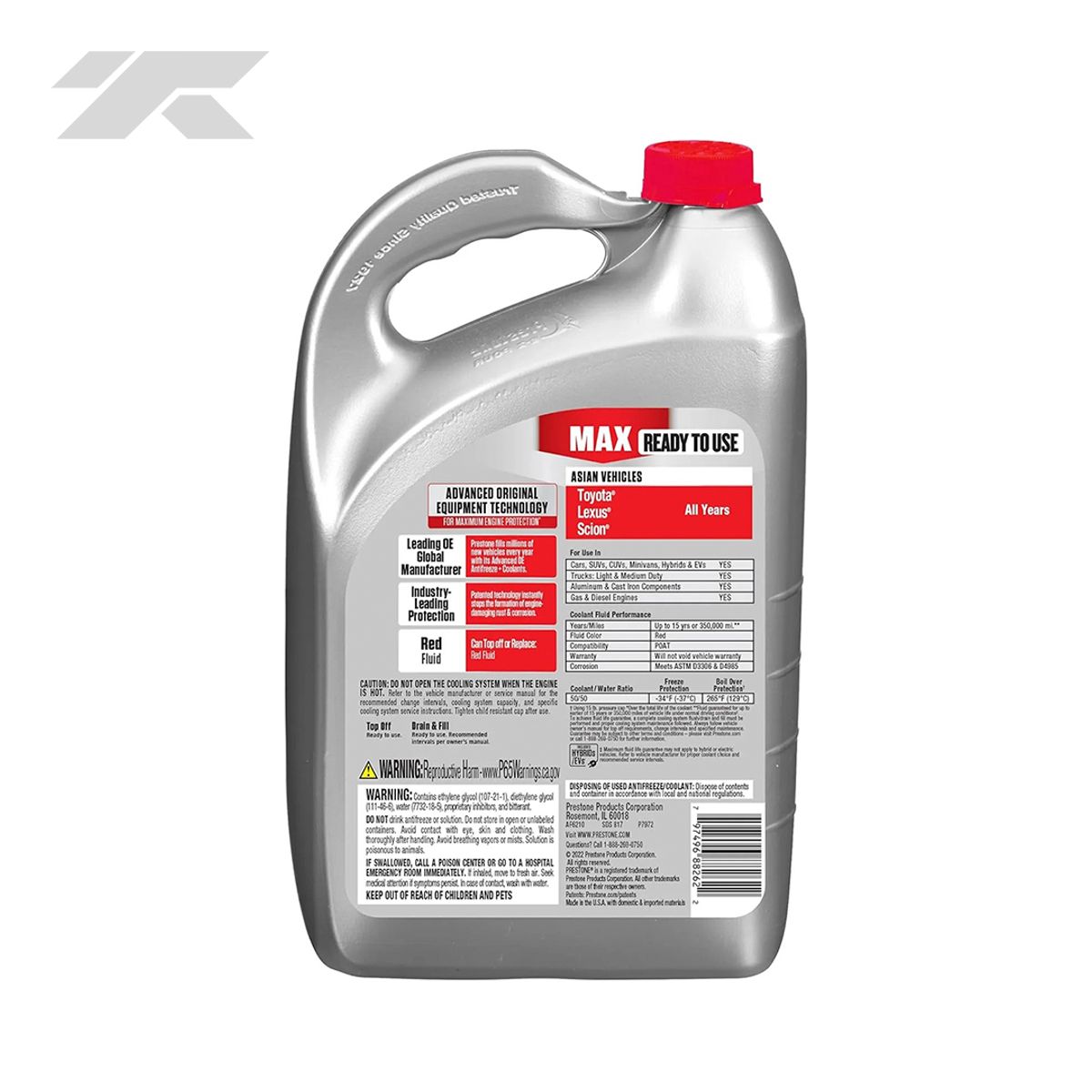 PRESTONE - Refrigerante y Anticongelante Prestone Max 50-50 Vehículos Asiáticos Rojo