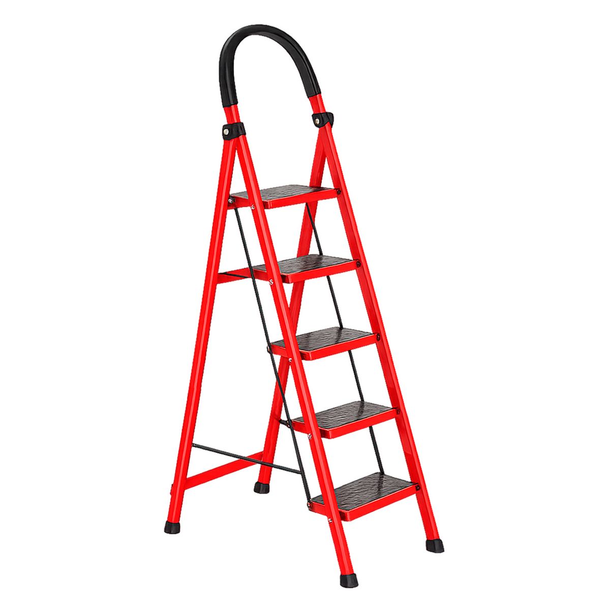 BUYPAL - Escalera 5 Pasos Plegable de Metal Ligera y Segura