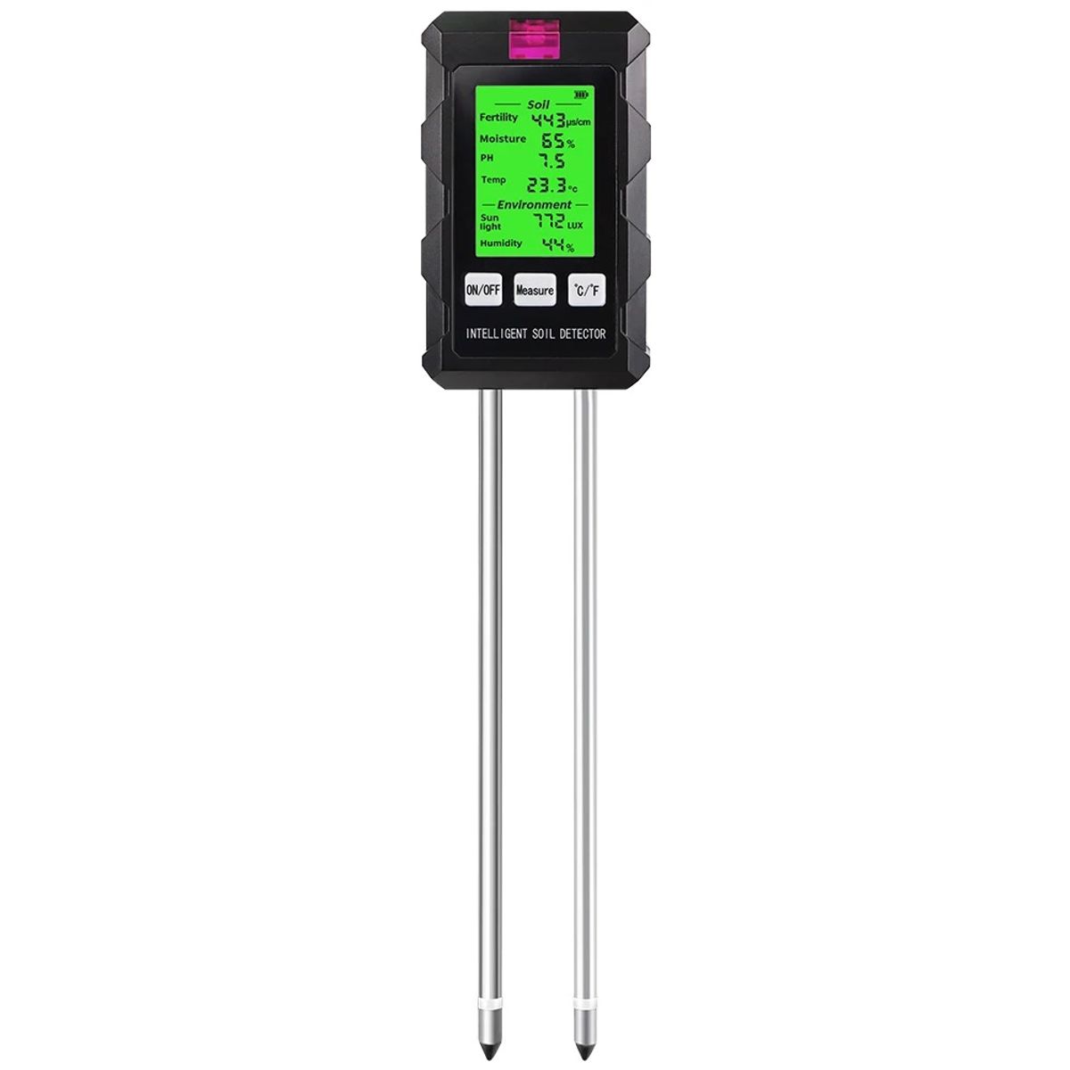 GENERICO - Medidor De Suelo 6 En 1 Gira90° Ph Fertilidad Humed Temp Luz