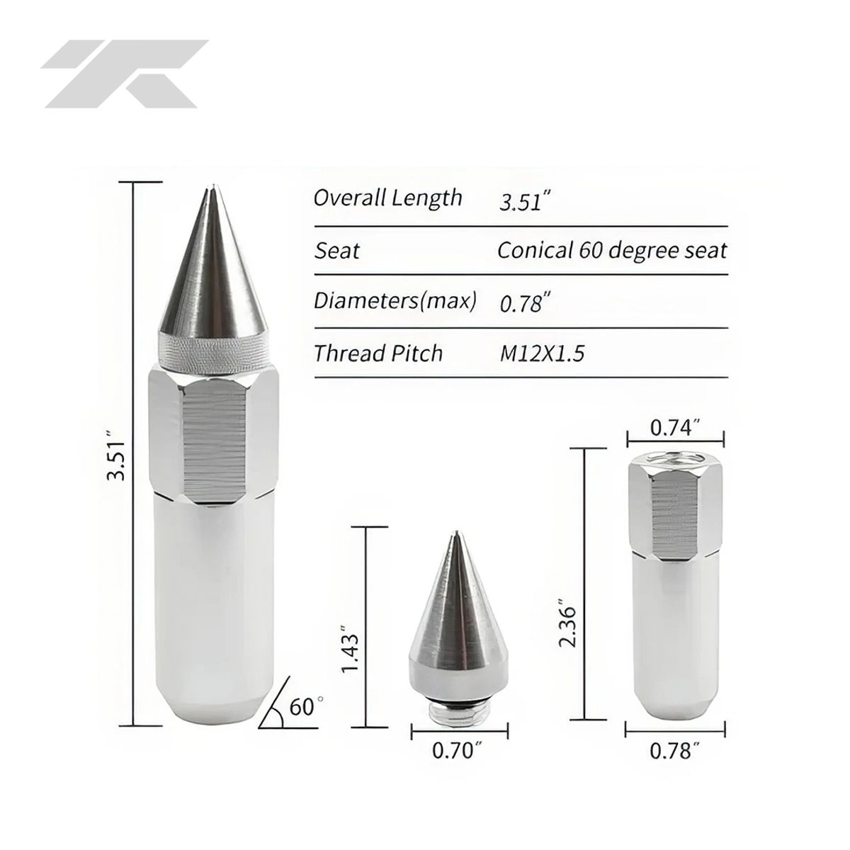 GENERICO - Tuercas Blox Para Aro 12x1-5mm Aluminio Silver