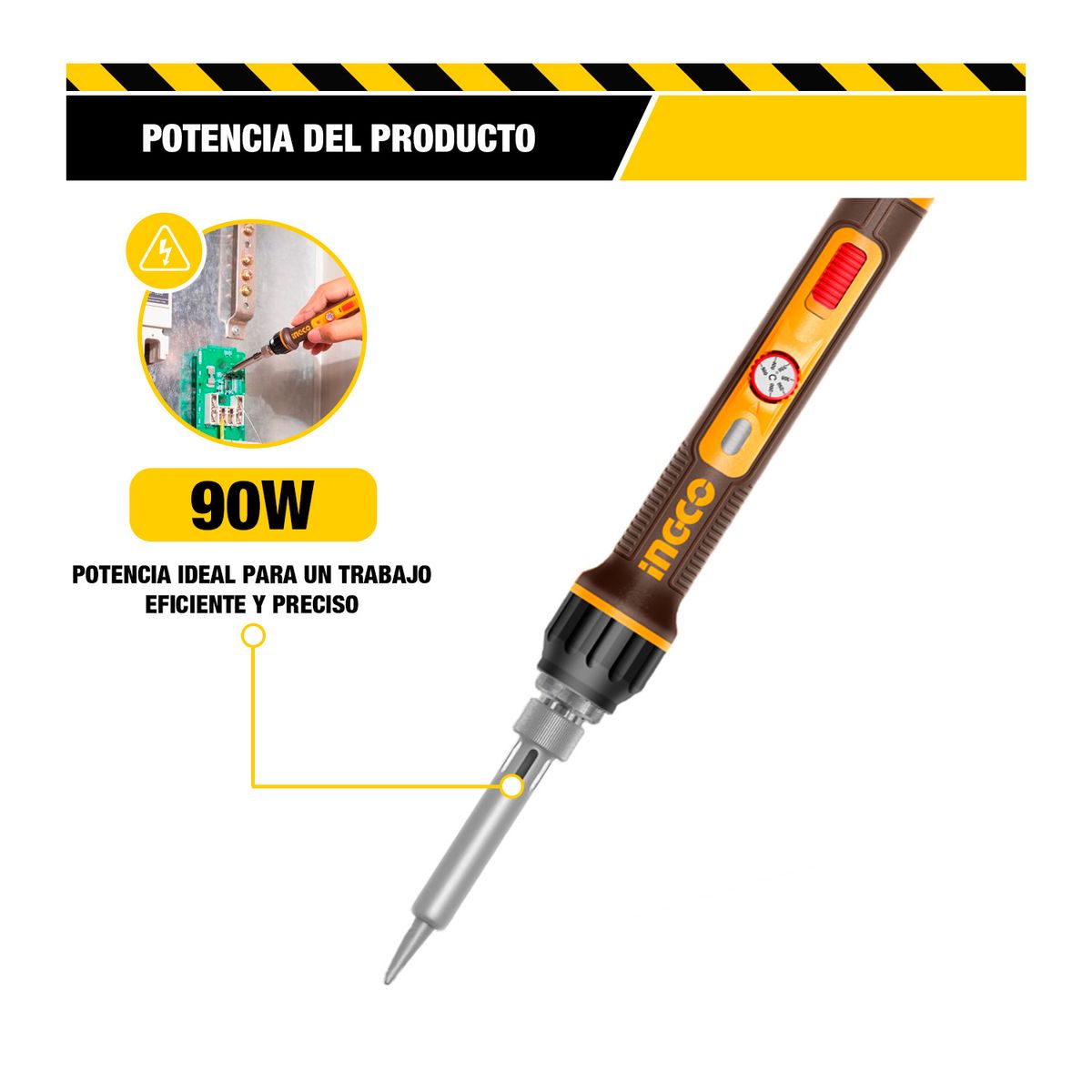 INGCO TOOLS - Soldador Estaño Tipo Lápiz 90w Calentamiento Rápido Ingco