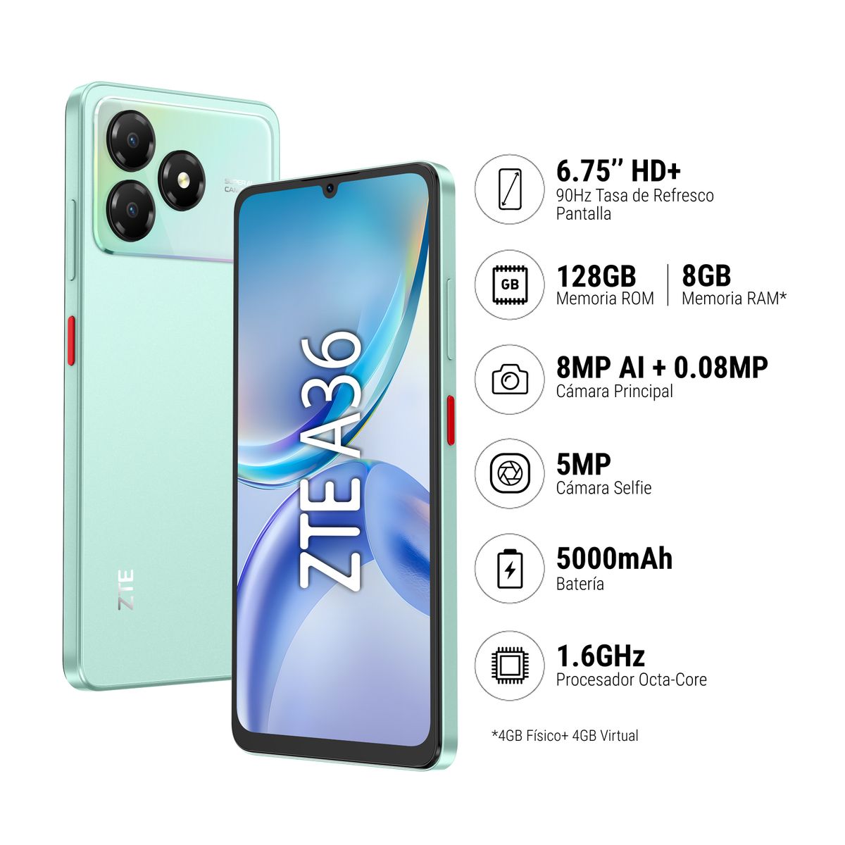 ZTE - ZTE BLADE A36 4GB+128GB - VERDE