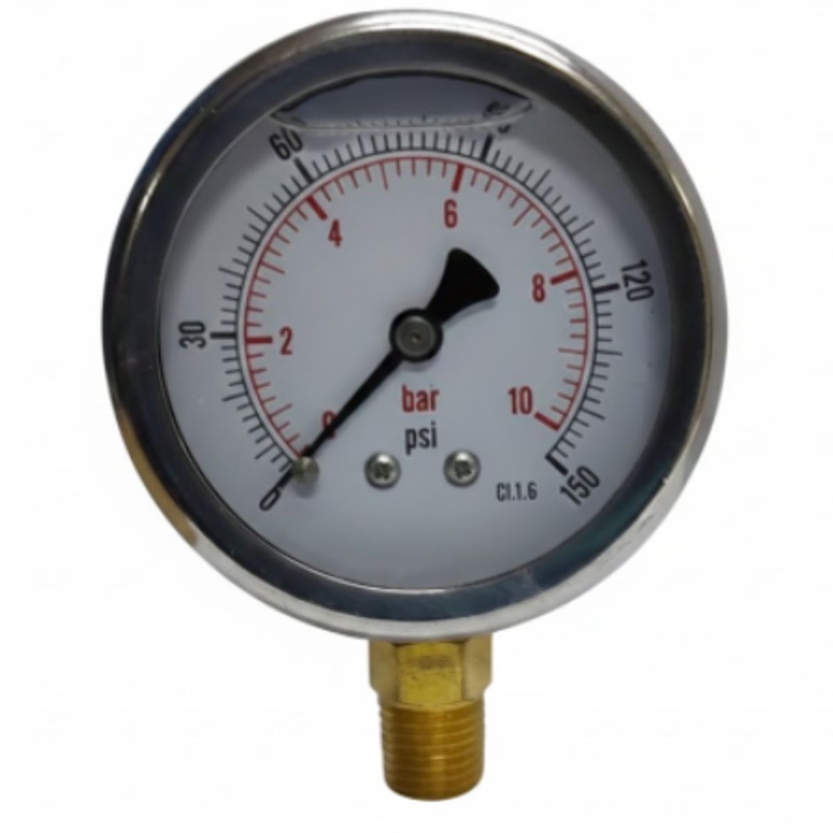 GENERICO - MEDIDOR DE PRESION O MANOMETRO 10 BAR (150 PSI) DIAl 2.5" ACERO INOX. CONEX INFERIOR 1/4" NPT.