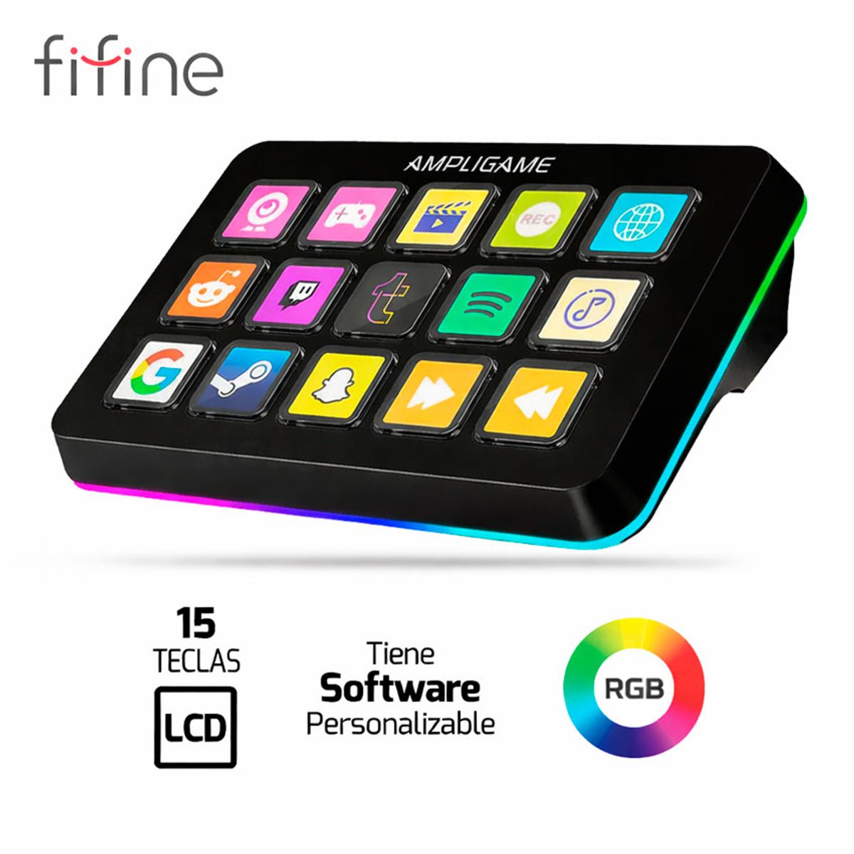 FIFINE - Stream Deck Fifine D6 - 15 Keys - Negro