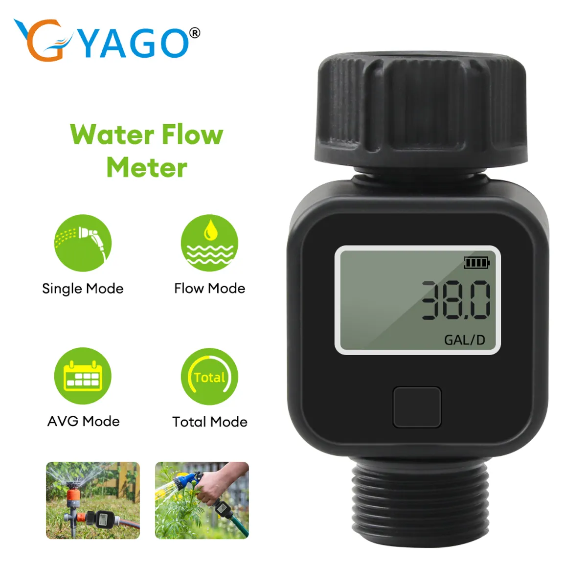 GENERICO - Medidor Digital de Flujo de Agua IPX5 para Riego y Jardín