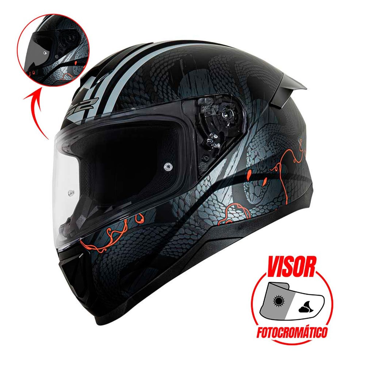 LS2 - CASCO LS2 FF802 SERPENT VISOR FOTOCROMATICO CERTIFICADO