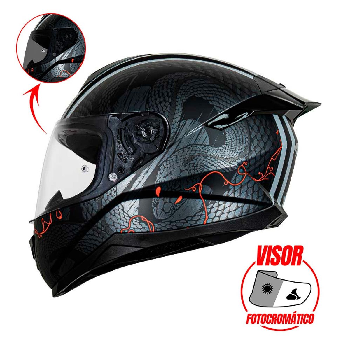 LS2 - CASCO INTEGRAL LS2 FF802 FLASH II SERPENT VISOR PHOTOCROMATICO ®