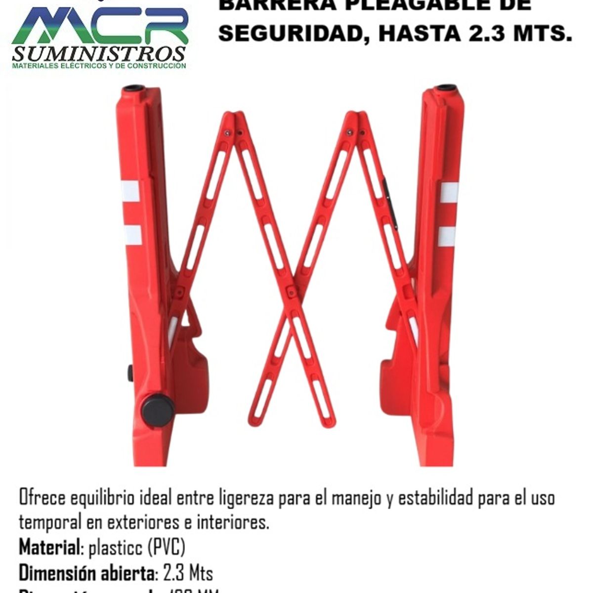 GENERICO - BARRERA PLEGABLE DE SEGURIDAD EXPANDIBLE HASTA 2 MTS CON 30 CENTIMETROS.