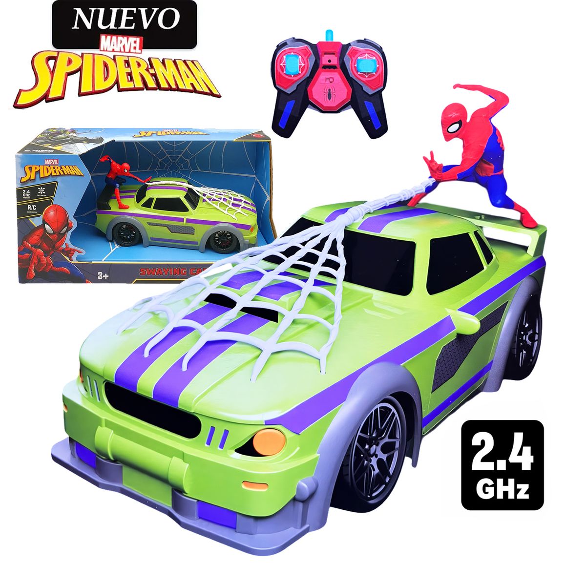 MARVEL - Juguete Carro de SPIDER-MAN con Función Balanceo con Control