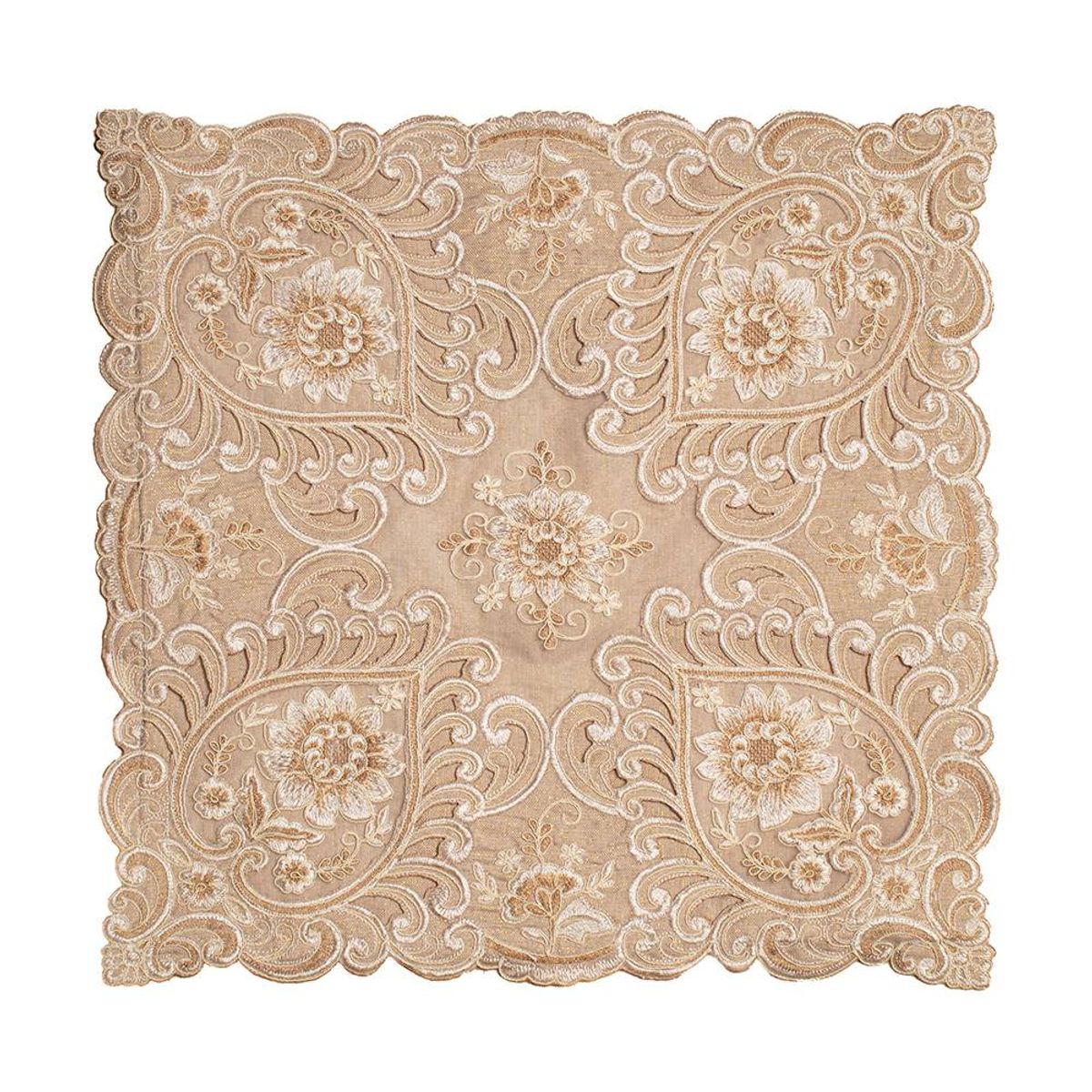 PANORAMA HOGAR - FUNDA PARA COJIN BEIGE POLIESTER BORDADO