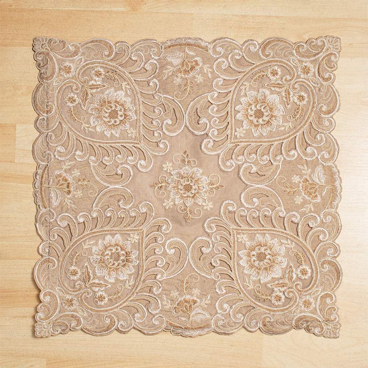 PANORAMA HOGAR - FUNDA PARA COJIN BEIGE POLIESTER BORDADO