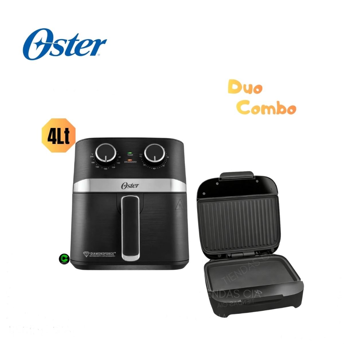 OSTER - Combo Oster Freidora De Aire 4L y Sandwichera Compacta