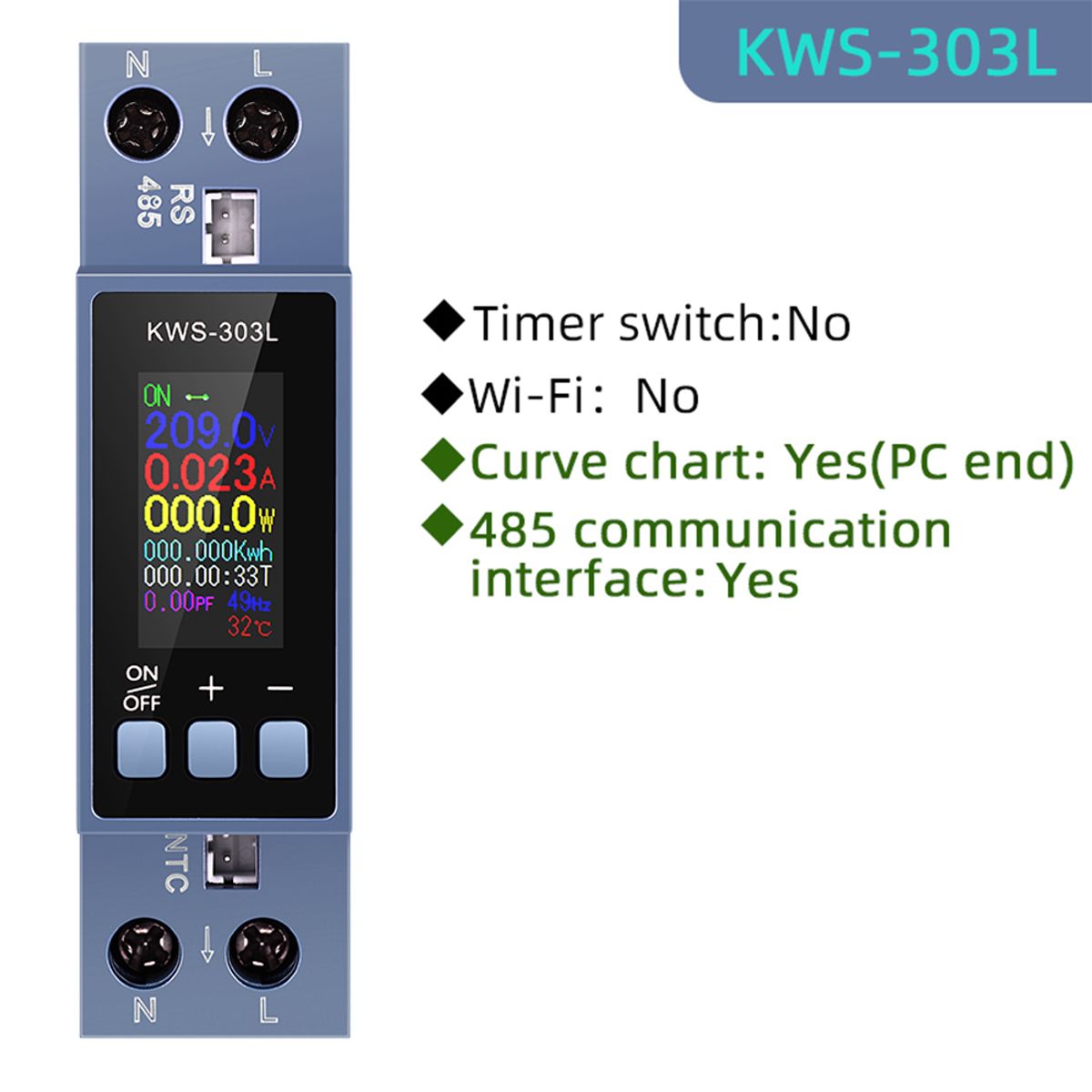 GENERICO - Medidor Digital KWS-303L 8 en 1 Riel DIN Voltaje