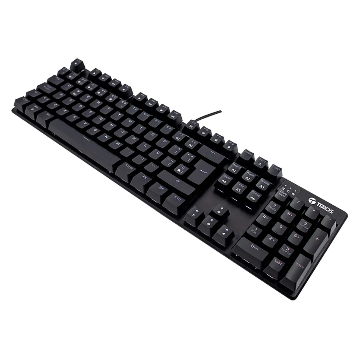 Teros - Teclado Mecánico TEROS TE-4068G - Español - Retroiluminación Rainbow -  Negro