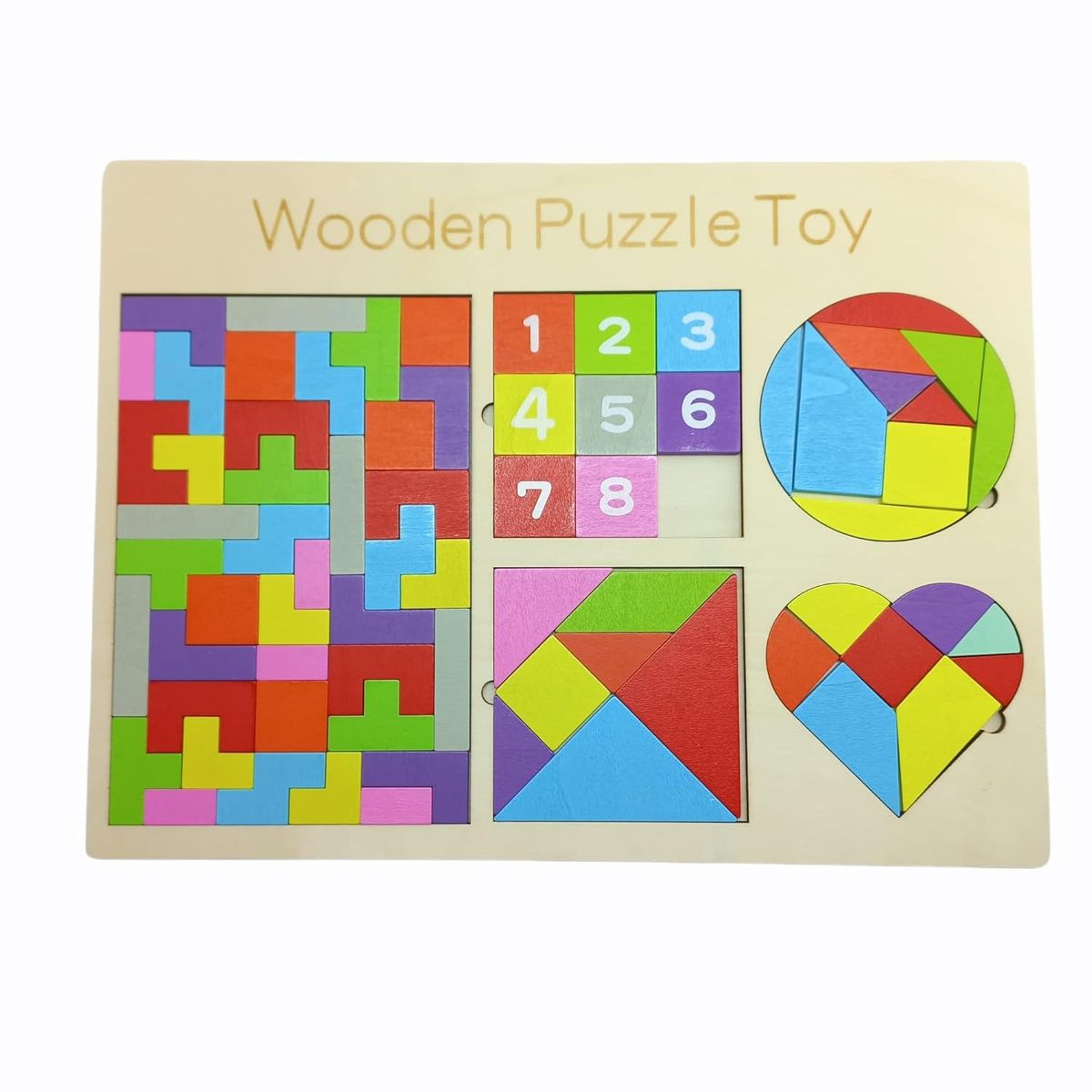 GENERICO - Rompecabezas de Madera Puzzle Tetris 5 en 1