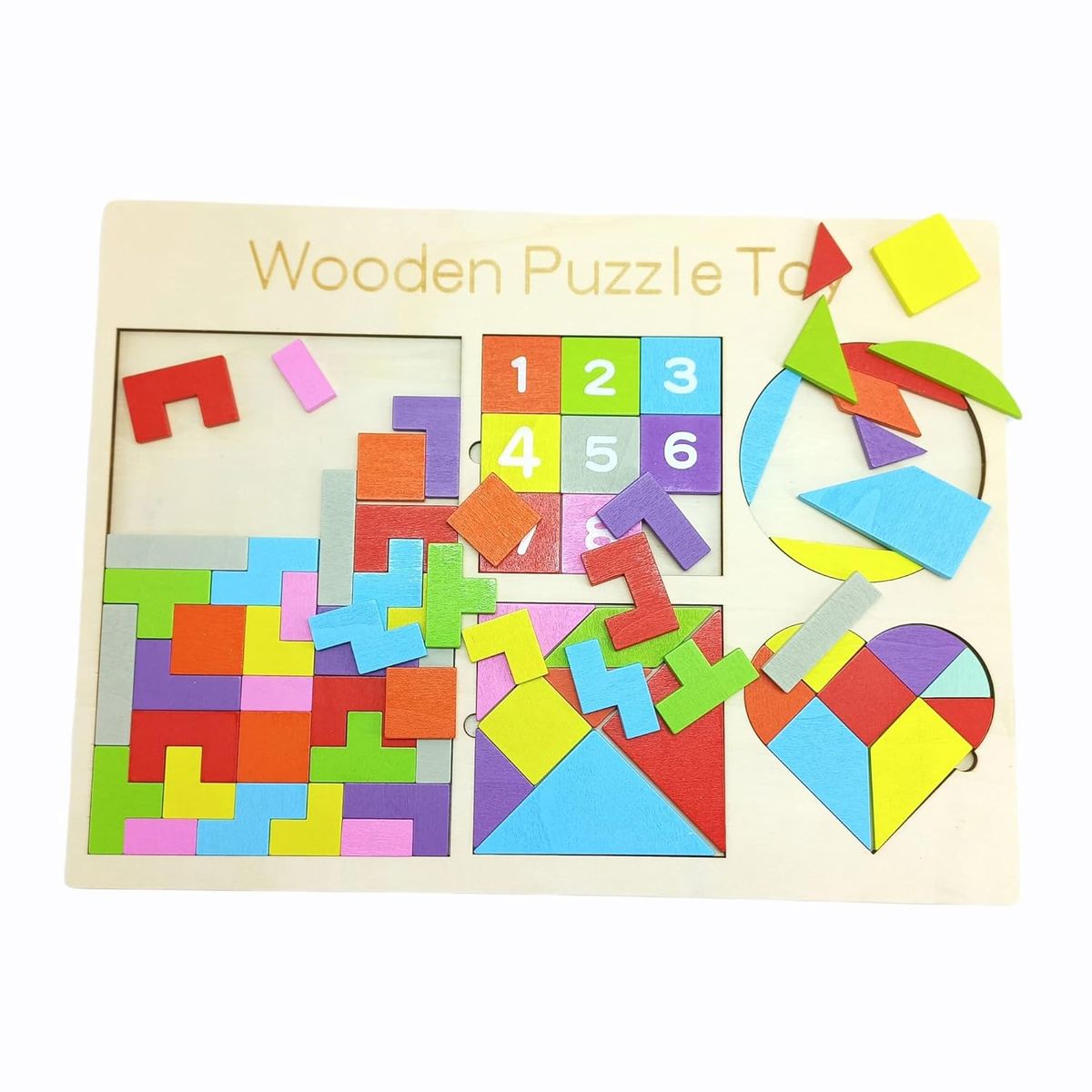 GENERICO - Rompecabezas de Madera Puzzle Tetris 5 en 1