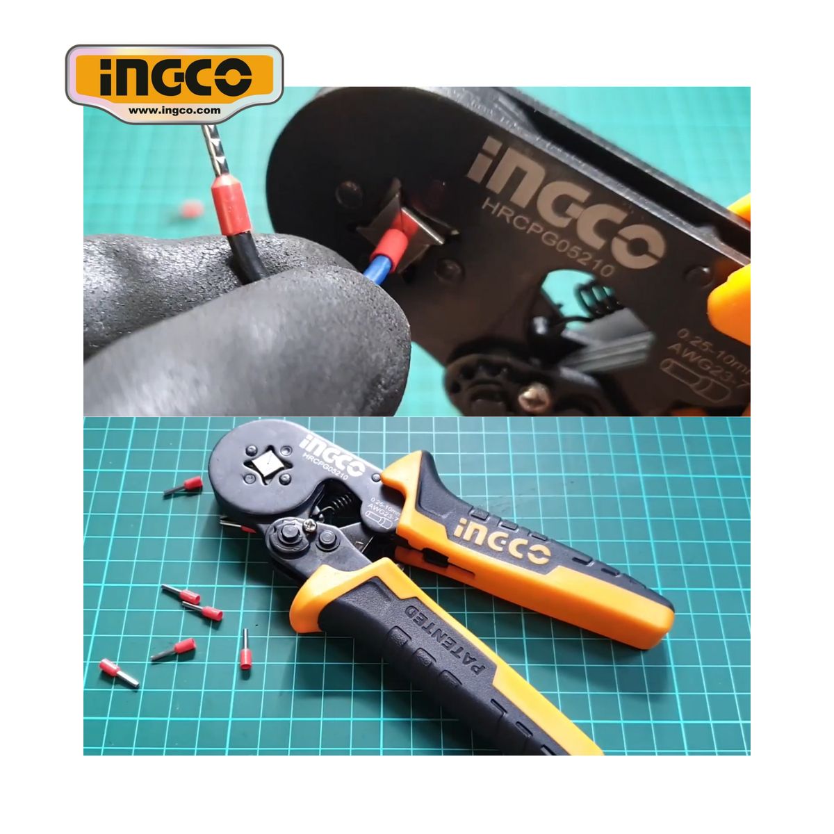 INGCO TOOLS - HRCPG05210 ALICATE CRIMPEADOR DE TERMINALES 6 160MM