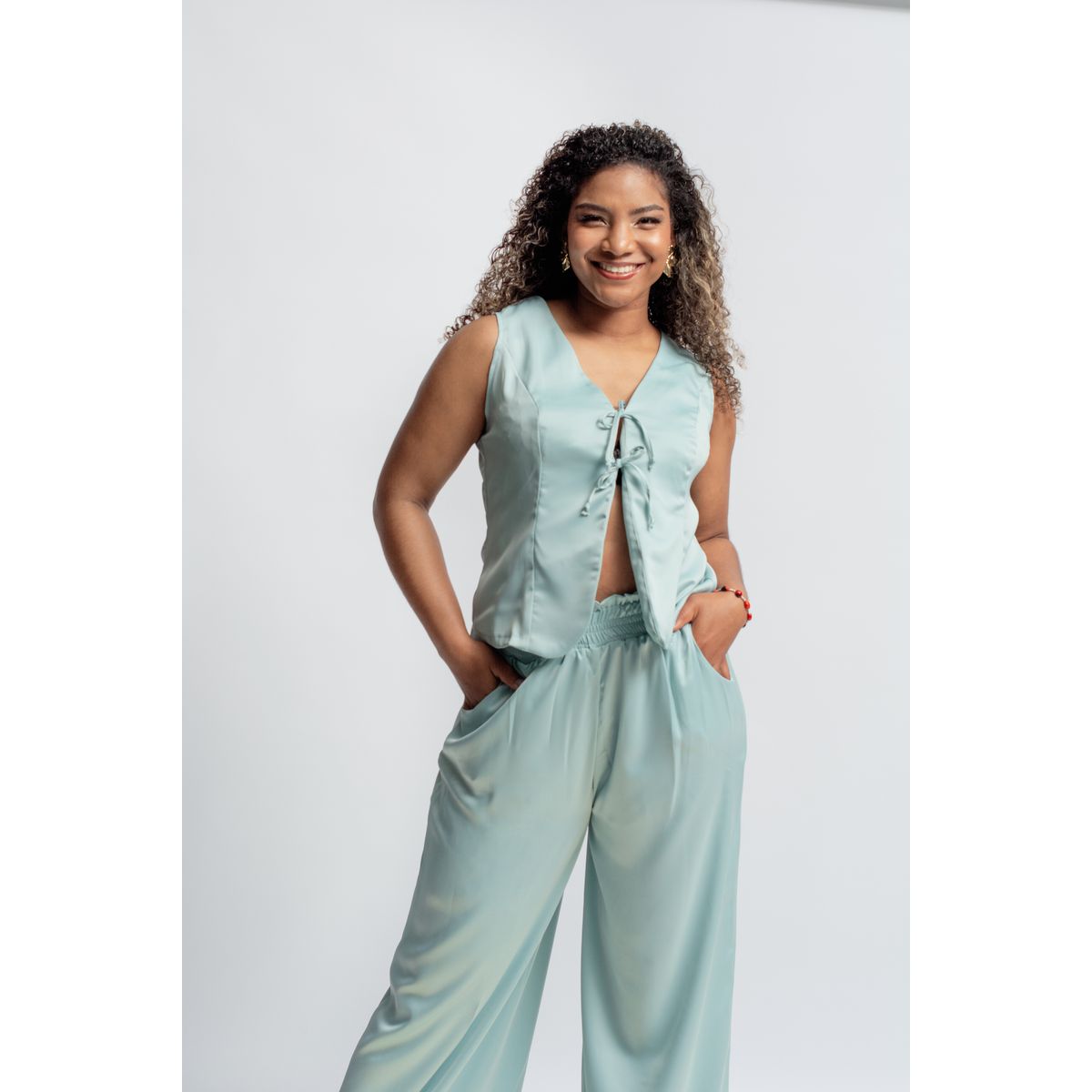 MISS LADY - CHALECO MUJER DE SEDA CON TIRAS MISS LADY