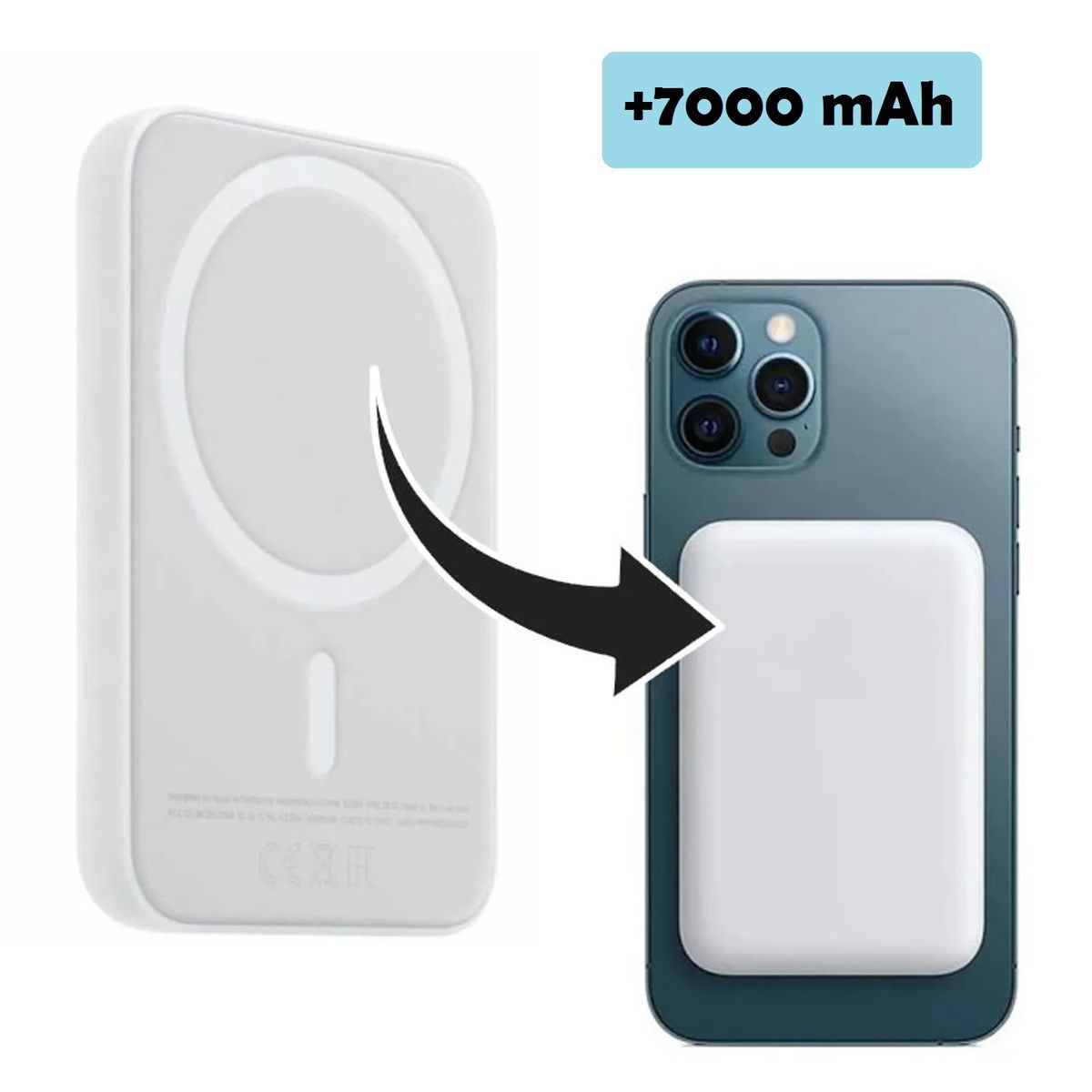 OEM - Cargador Portátil para IPhone Magsafe 7000 Mah Inalámbrico