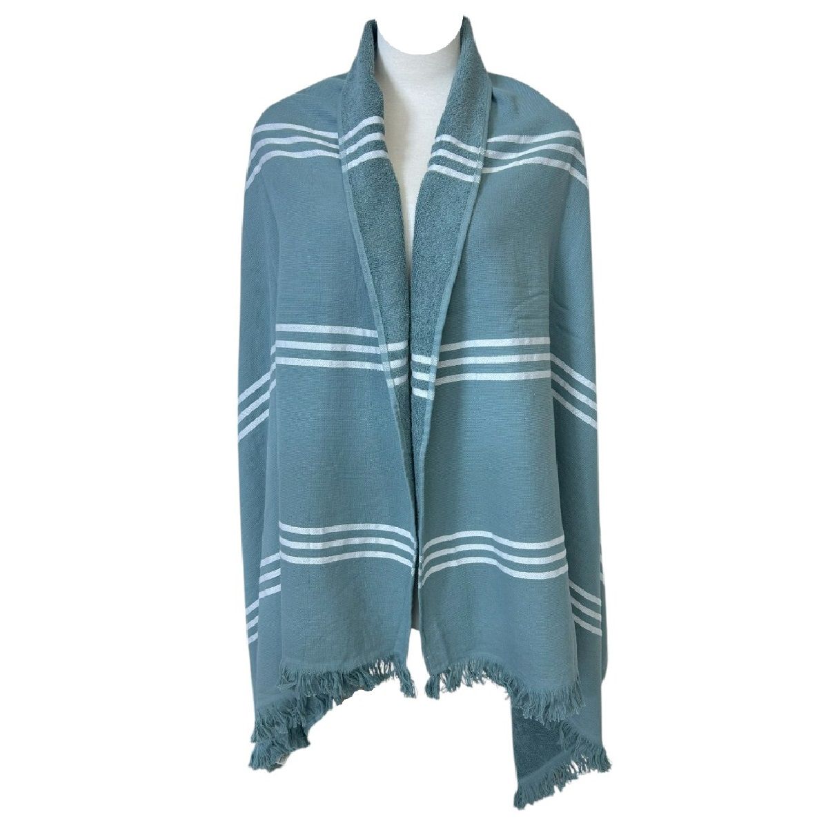 MAGE DISTRIBUTION - Toalla de Playa Turca Verde Claro con Líneas Blancas 90cm x 180cm