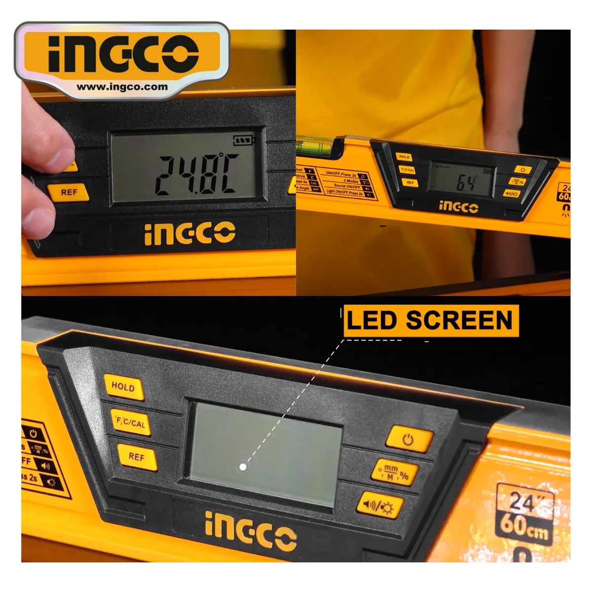 INGCO TOOLS - HSL08060D NIVEL ALUMINIO CON PANTALLA DIGITAL 60CM