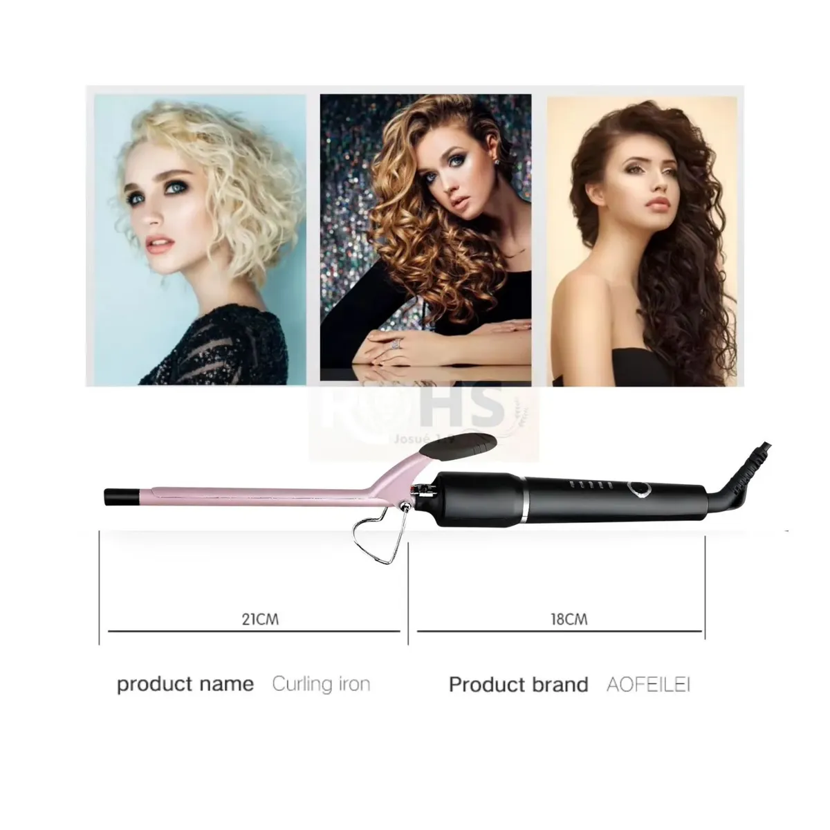 ROHS - RIZADOR ELECTRICO PARA CABELLO PROFESIONAL 10mm RIZADOS PERFECTOS