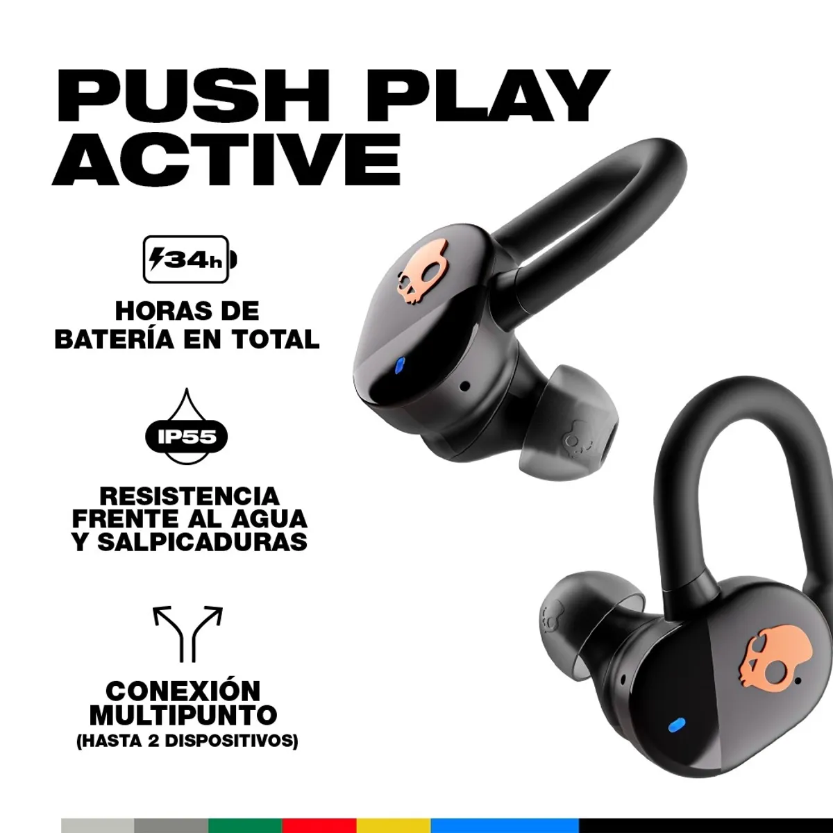 SKULLCANDY - Audífonos True Wireless Skullcandy Push Play Active Black