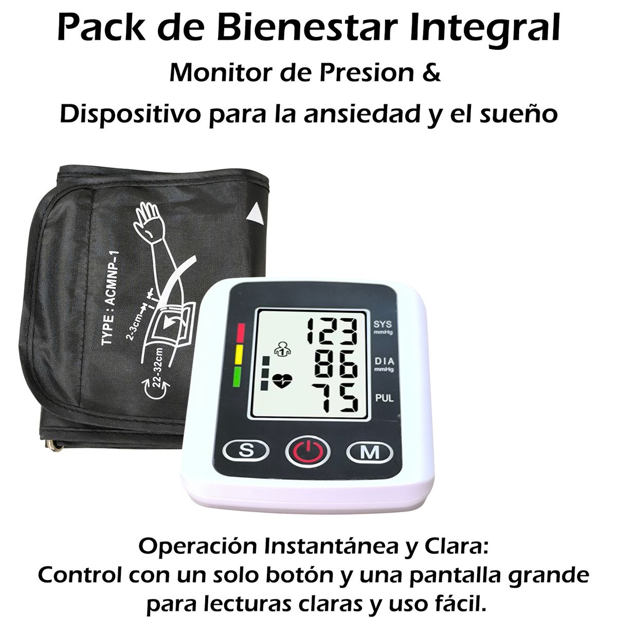 GENERICO - Pack de Salud Monitor de Presión Arterial & El Neuro-Calmante de Bolsillo