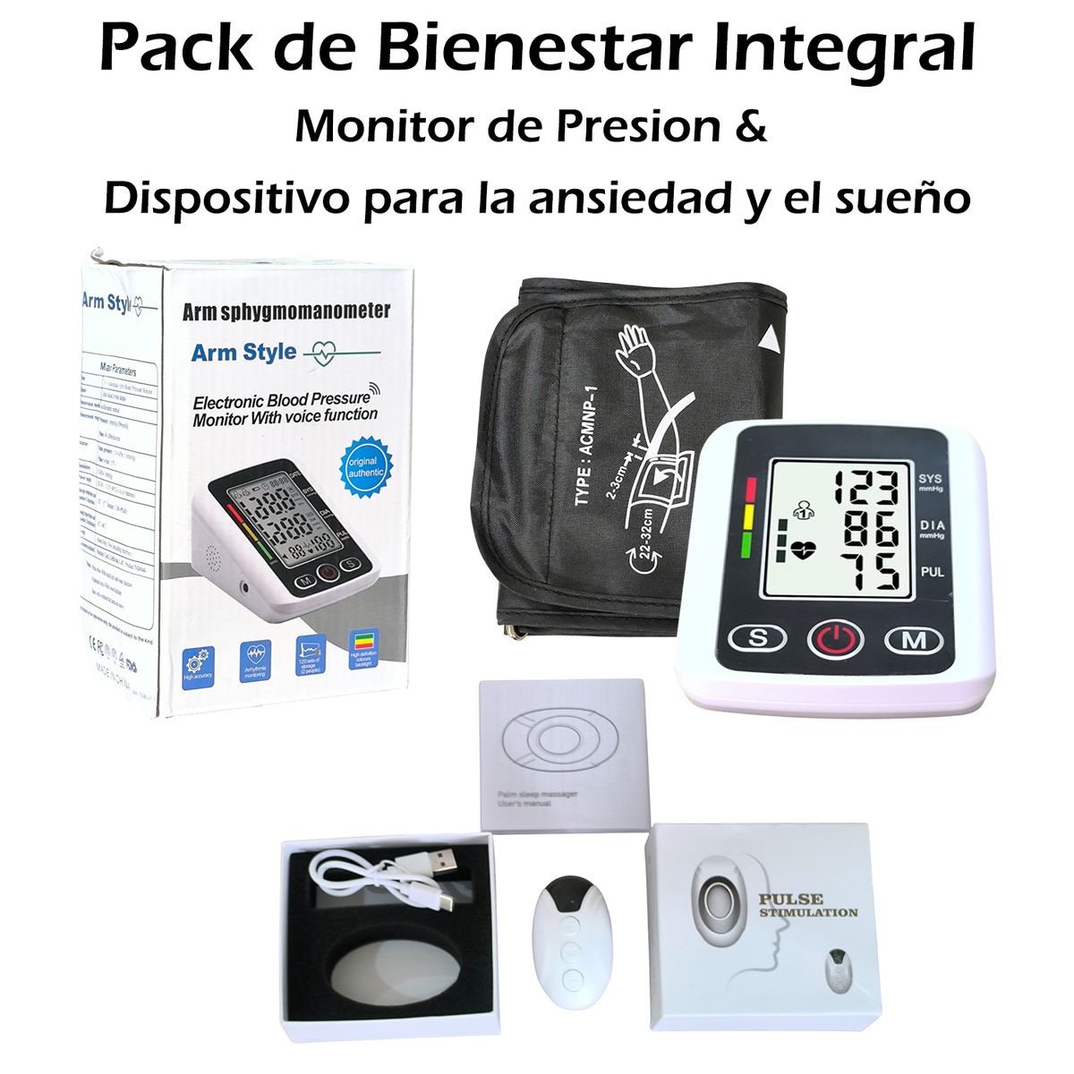 GENERICO - Pack de Salud Monitor de Presión Arterial & El Neuro-Calmante de Bolsillo