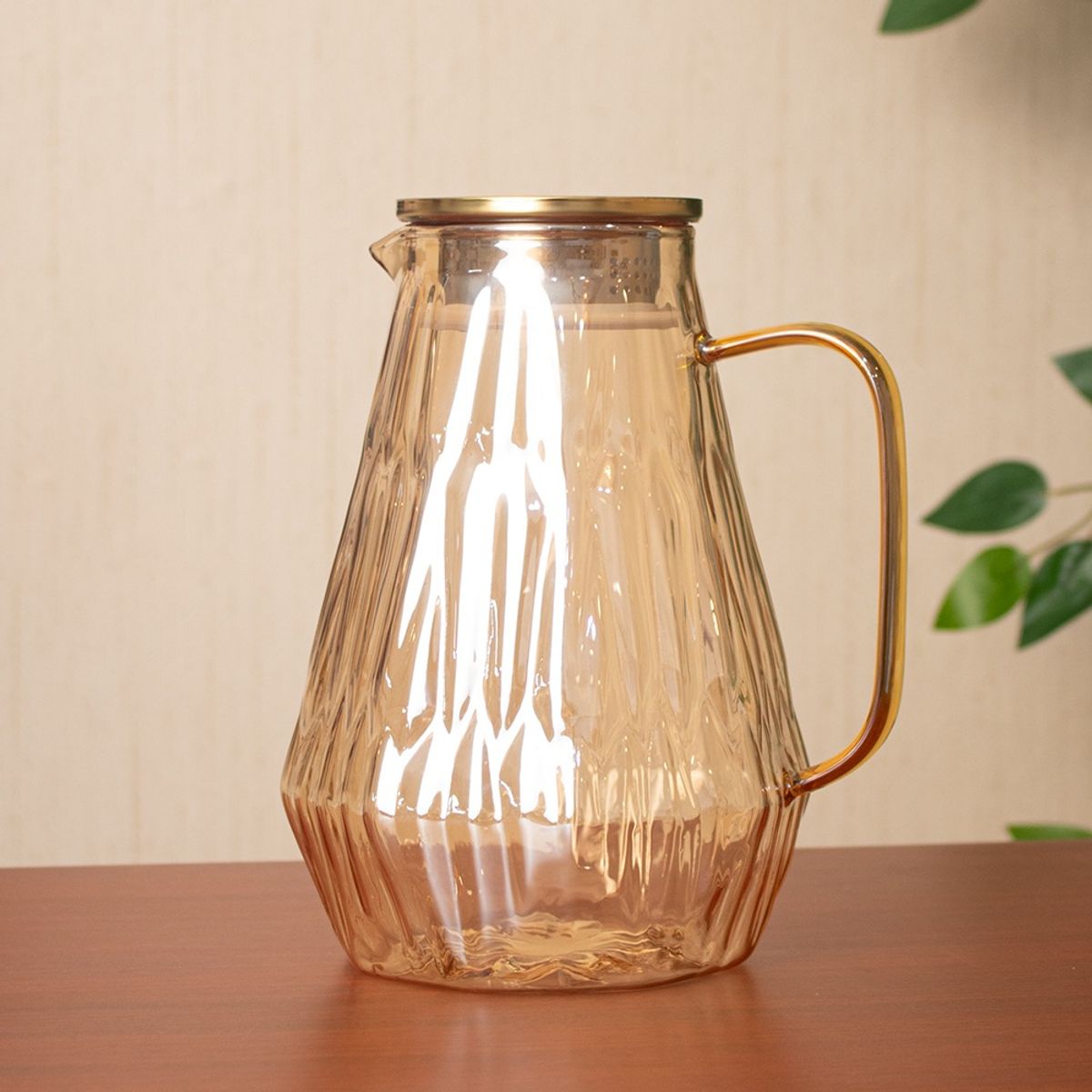 PANORAMA HOGAR - JARRA DE VIDRIO TEXTURIZADO AMBAR 22CM