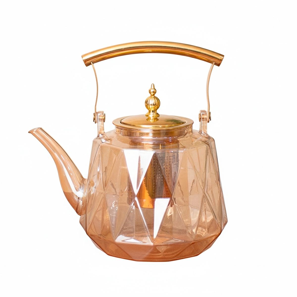 PANORAMA HOGAR - TETERA 1100ML VIDRIO AMBAR TEXTURIZADO