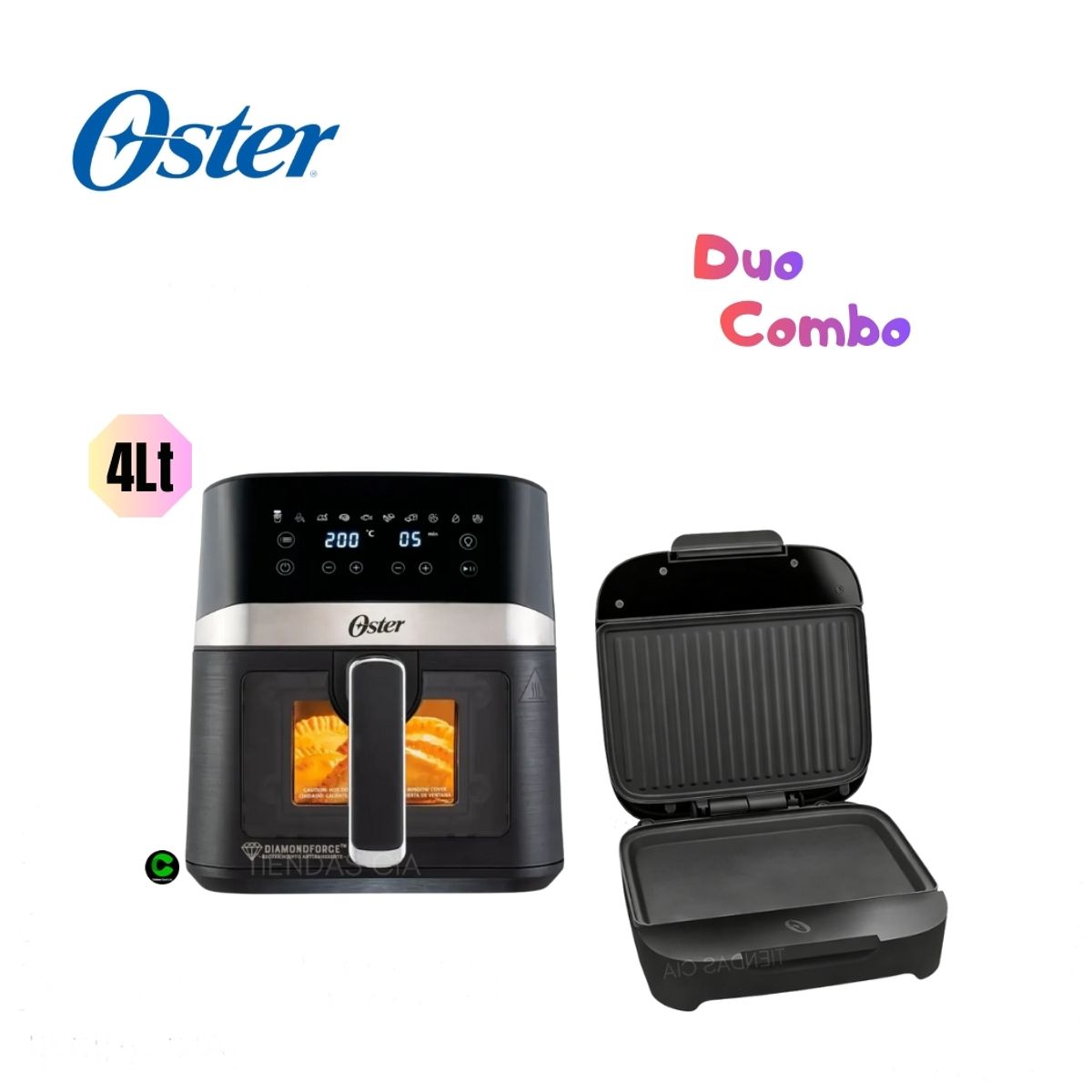 OSTER - Combo Oster® Freidora de Aire Digital 4L CKSTAF40WDDF y Sandwichera CKSTSM400