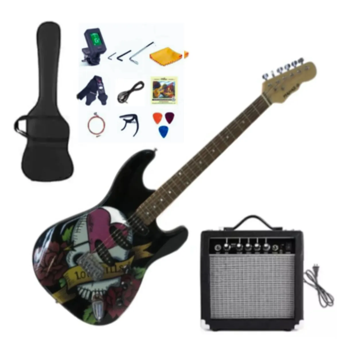 GENERICO - KIT DE GUITARRA ELECTRICA CON DISEÑO CON AMPLIFICADOR