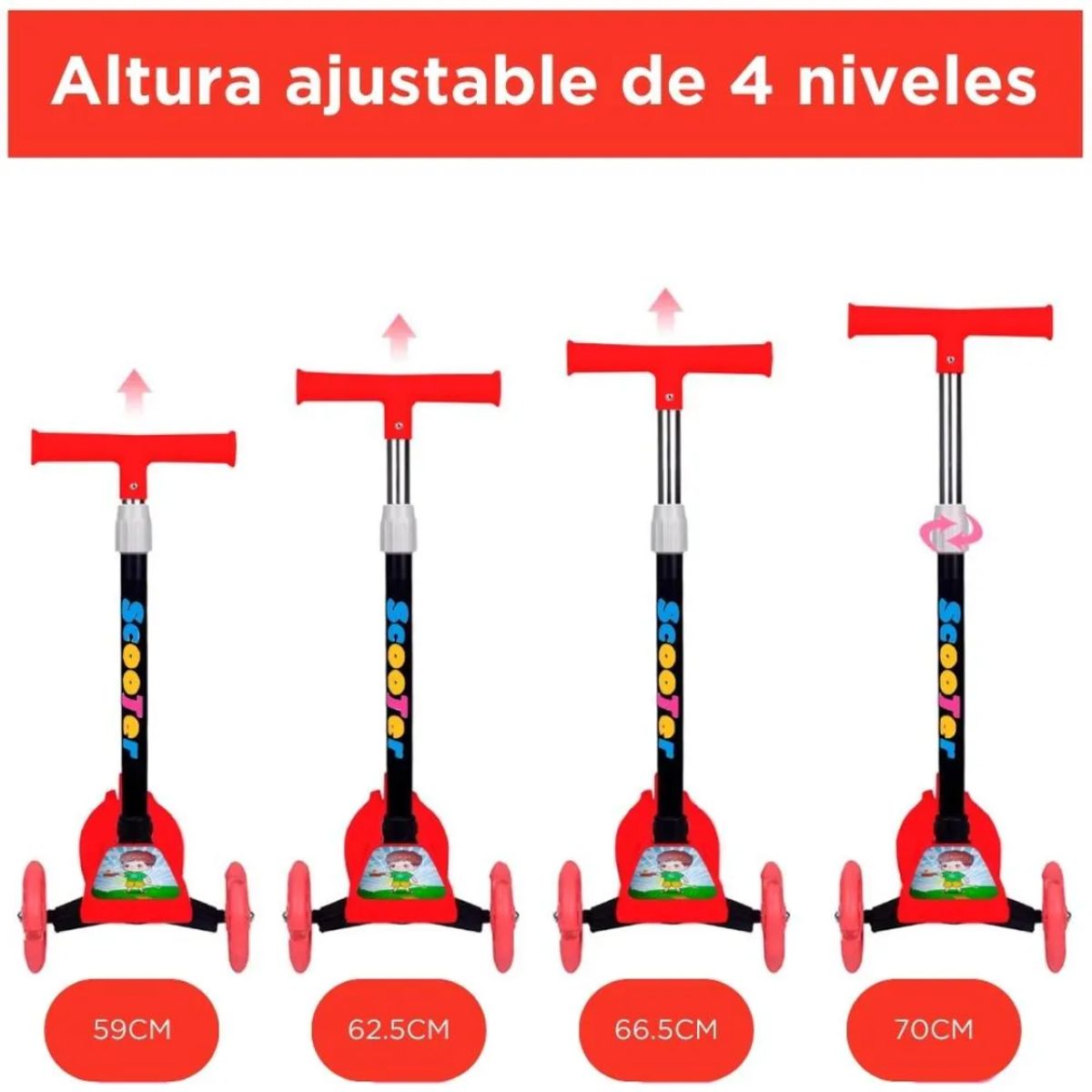 INSPIRA MARKET - Scooter de tres ruedas niños Rosado