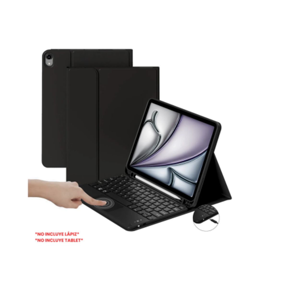 SPACE - Funda con Teclado TouchPad Bluetooth Para Ipad A16 11Va Gen Negro